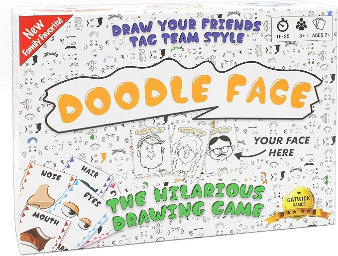 Doodle Face Game - New Hilarious Game of Drawing Your Friends and Family - A Drawing Game for Families - Stay at Home Date Night Party Game for 3-20 Players - Fun for All Ages and Skill Levels