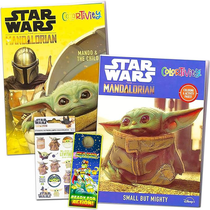 Mandalorian Baby Yoda Coloring Books 2 Pack ~ 80 Pg Star Wars Coloring Books for Kids Featuring Baby Yoda and The Mandalorian with Stickers! (Baby Yoda Activity Books)