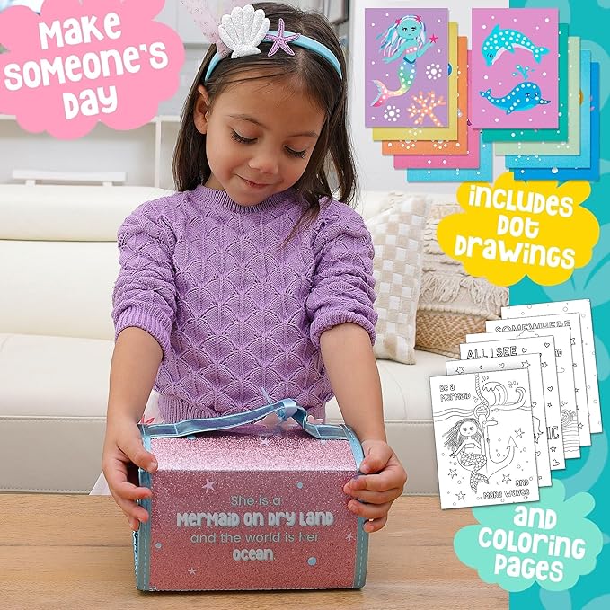Scented Markers For Kids - Art Kits for Kids 6-9 - Mermaid Gifts For Girls - Coloring Kit Includes Smelly Markers, Dot Markers, Sparkly Mermaid Pencil Case - Mermaid Toys & Art Set For Girls Ages 8-12