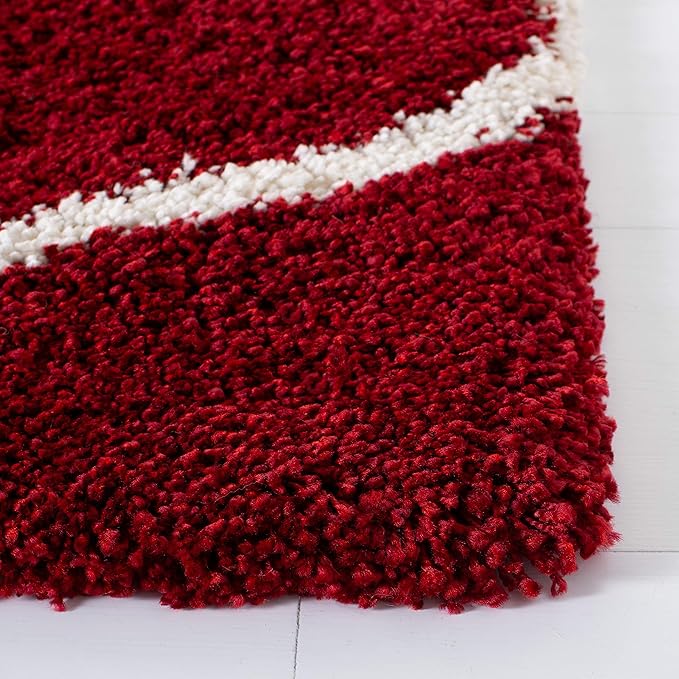 SAFAVIEH Hudson Shag Collection Runner Rug - 2'3" x 6', Red & Ivory, Moroccan Ogee Trellis Design, Non-Shedding & Easy Care, 2-inch Thick Ideal for High Traffic Areas in Living Room, Bedroom (SGH280R)