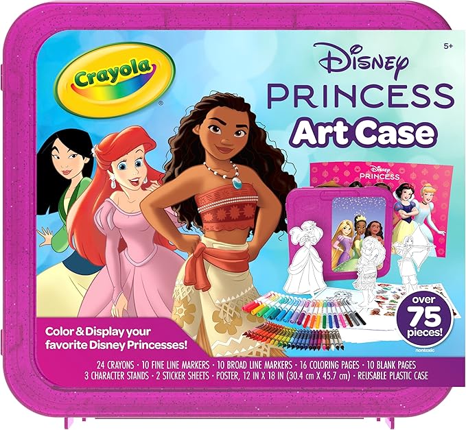 Crayola Disney Princess Art Case (75ct) Art Kit for Kids, Art Supplies, Disney Coloring Set, Disney Toys, Gift for Girls & Boys