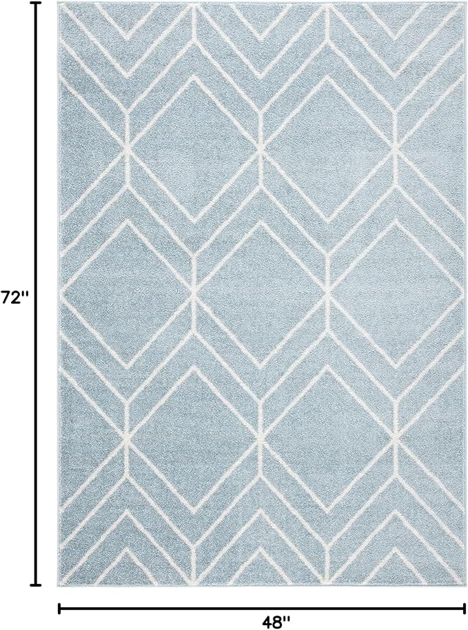 SAFAVIEH Adirondack Collection Accent Rug - 4' x 6', Blue & Ivory, Modern Geometric Design, Non-Shedding & Easy Care, Ideal for High Traffic Areas in Entryway, Living Room, Bedroom (ADR241M)