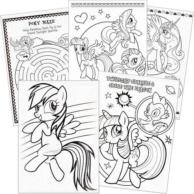 My Little Pony Coloring Book with Take-N-Play Set - 96-Page Coloring Book, My Little Pony Stickers, and Markers
