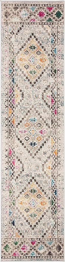 SAFAVIEH Madison Collection Runner Rug - 2'2" x 14', Grey & Yellow, Boho Diamond Distressed Design, Non-Shedding & Easy Care, Ideal for High Traffic Areas in Living Room, Bedroom (MAD418F)