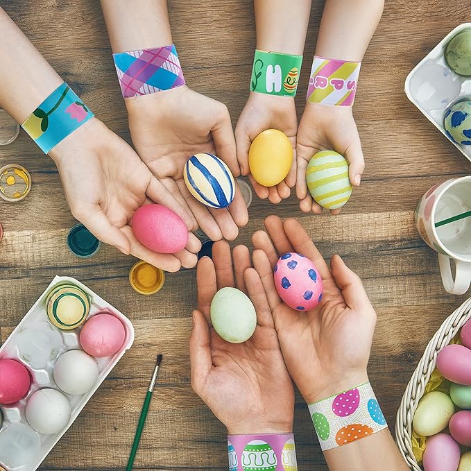 JOYIN 72PCS Easter Slap Bracelet for Kids, Easter Element Design Suitable for Party Favors, Easter wristbands Party Supplies, Basket Stuffers Fillers, Game Prizes