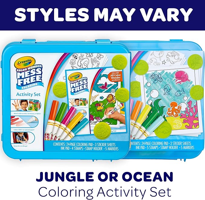 Crayola Color Wonder Mess Free Coloring Activity Set (30+ Pcs), with Markers, Stamps, and Stickers, Gift for Toddlers, 3+