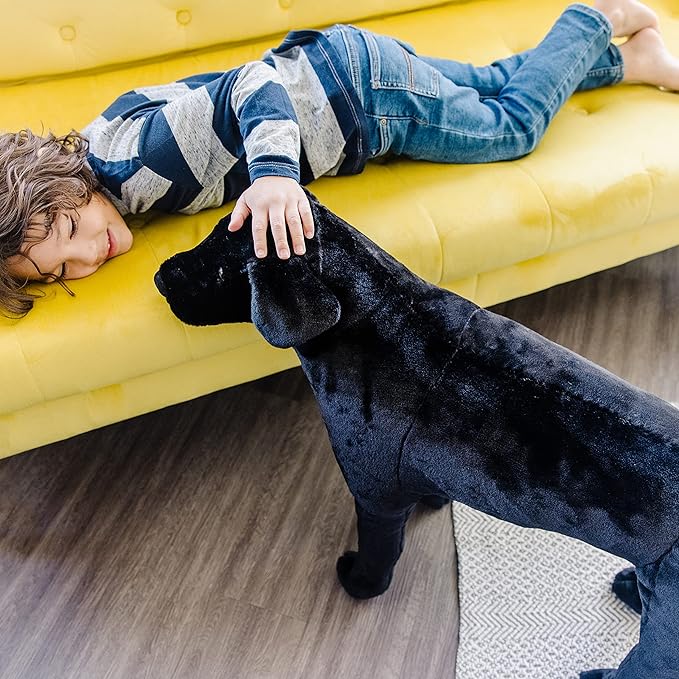 Melissa & Doug Giant Black Lab - Lifelike Stuffed Animal Dog (over 2 feet tall), Soft Polyester Fabric, Beautiful Black Lab Markings, Handcrafted, 77.47 cm H x 49.53 cm W x 24.13 cm L