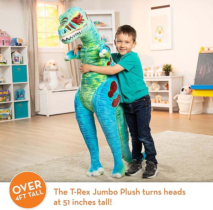 Melissa & Doug Jumbo T-Rex Dinosaur - Lifelike Stuffed Animal (over 4 feet tall)