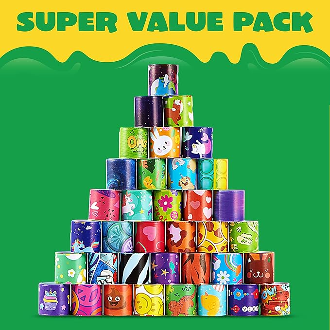 JOYIN 72 Pcs Slap Bracelets Party Favors - 36 Designs with Cute and Colorful Themes - Perfect for kids Easter Party Favors, Valentine Classroom Prizes Exchanging Gifts