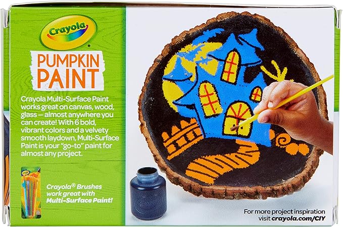 Crayola Pumpkin Paint Kit, Acrylic Paints in Classic Colors, Halloween Decorations, 6Count