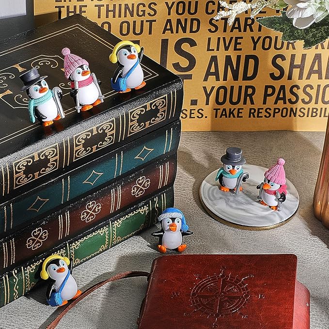 Zhanmai 32 Pcs Penguin Characters Toys Cute Penguin Figurines Mini Penguin Figures Collection Playset Penguin Cake Topper Winter Penguin Cake Decoration for Boy Girl Gift Birthday Landscape Party