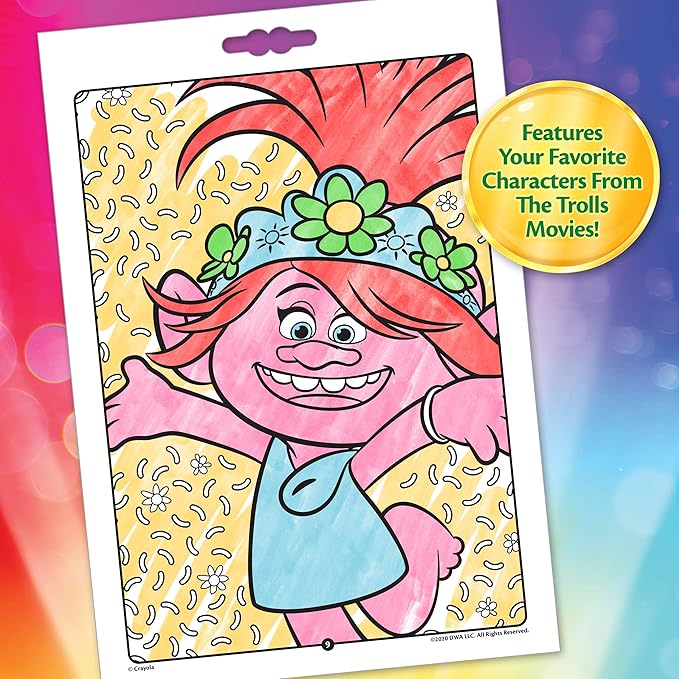 Crayola Trolls World Tour Color & Activity Pad, 32 Coloring Pages and 7 Mini Washable Markers Markers, Trolls 2 Gift for Kids, Ages 3+