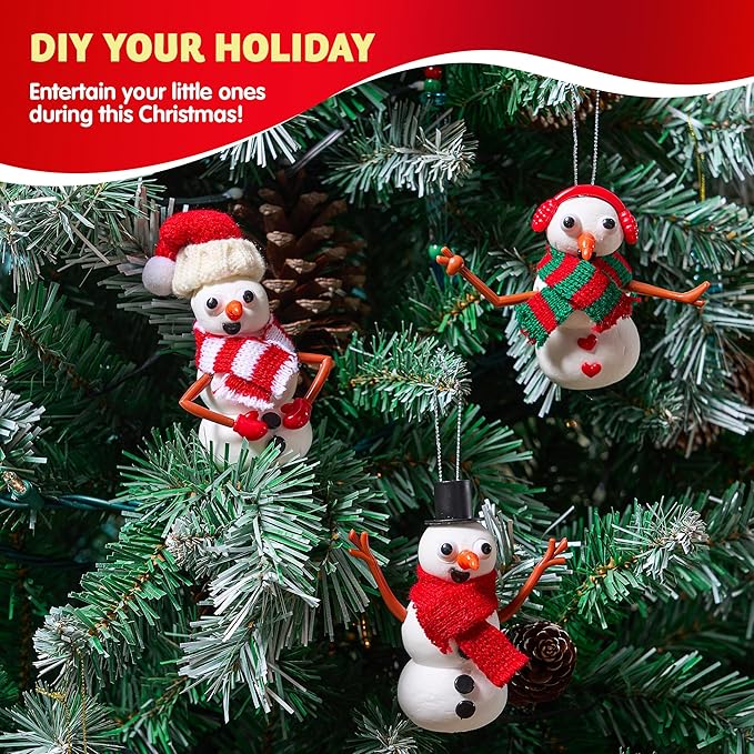 JOYIN Christmas Build Your Snowman Craft Kit, 9 Pack DIY Snowman Christmas Craft Kit for Christmas Party Favor, School Arts and Craft Activities, Xmas Gift Stocking Stuffers for Kids, Holiday Presents