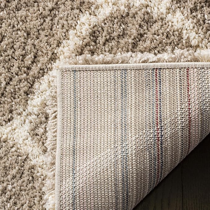 SAFAVIEH Hudson Shag Collection Runner Rug - 2'3" x 22', Beige & Ivory, Trellis Design, Non-Shedding & Easy Care, 2-inch Thick Ideal for High Traffic Areas in Living Room, Bedroom (SGH280S)