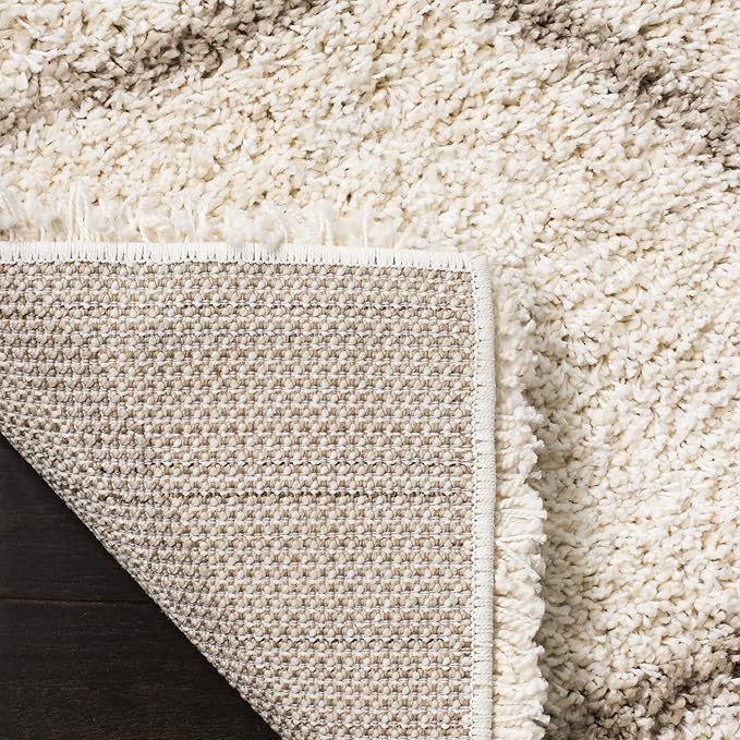SAFAVIEH Hudson Shag Collection Runner Rug - 2'3" x 14', Ivory & Beige, Trellis Design, Non-Shedding & Easy Care, 2-inch Thick Ideal for High Traffic Areas in Living Room, Bedroom (SGH280D)