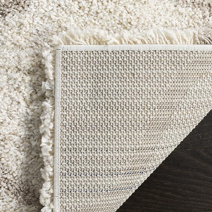 SAFAVIEH Hudson Shag Collection Accent Rug - 3' x 5', Ivory & Beige, Trellis Design, Non-Shedding & Easy Care, 2-inch Thick Ideal for High Traffic Areas in Entryway, Living Room, Bedroom (SGH280D)