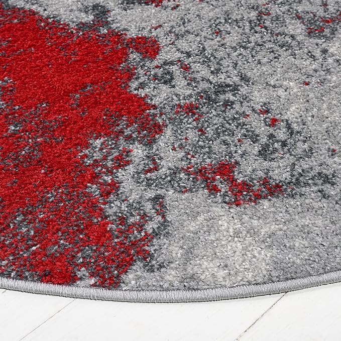 SAFAVIEH Adirondack Collection 6' Round Red / Grey ADR134Q Modern Abstract Non-Shedding Dining Room Entryway Foyer Living Room Bedroom Area Rug
