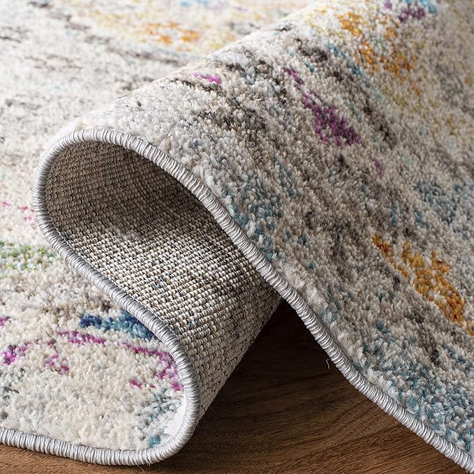 SAFAVIEH Madison Collection Runner Rug - 2' x 8', Grey & Yellow, Boho Diamond Distressed Design, Non-Shedding & Easy Care, Ideal for High Traffic Areas in Living Room, Bedroom (MAD418F)