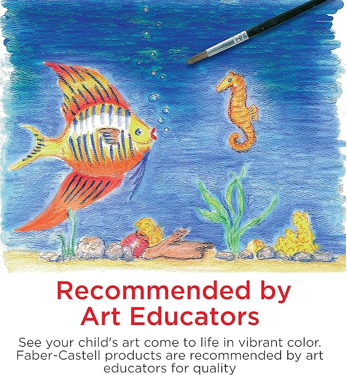 Faber-Castell Watercolor Crayons with Brush, 15 Colors - Premium Quality Art Supplies for Kids