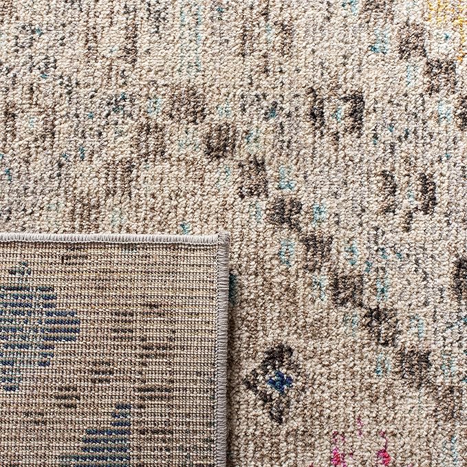 SAFAVIEH Madison Collection Runner Rug - 2'2" x 14', Grey & Yellow, Boho Diamond Distressed Design, Non-Shedding & Easy Care, Ideal for High Traffic Areas in Living Room, Bedroom (MAD418F)