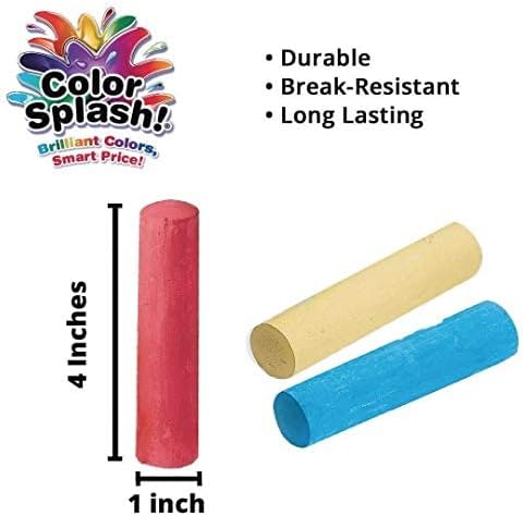 S&S Worldwide Giant Box of Jumbo Sidewalk Chalk, 126 Pieces, 9 Colors - Bulk Set Color Splash Outdoor Colored Chalk for Kids and Toddlers Ages 3+, Non-Toxic