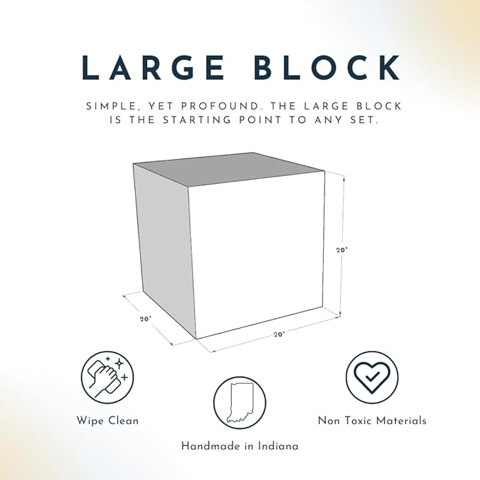 Foamnasium Large Block, Indoor Foam Playset, Soft Toddler and Active Kids Play Foam Block for Crawling, Climbing, and Jumping, Made in The US, Pewter