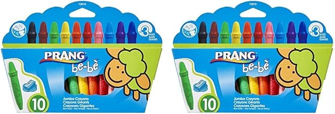 Prang be-be Jumbo Crayons for Small Children, Washable, Includes Sharpener, Assorted Colors, 20-Pack (73010),Large
