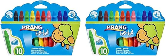 Prang be-be Jumbo Crayons for Small Children, Washable, Includes Sharpener, Assorted Colors, 20-Pack (73010),Large