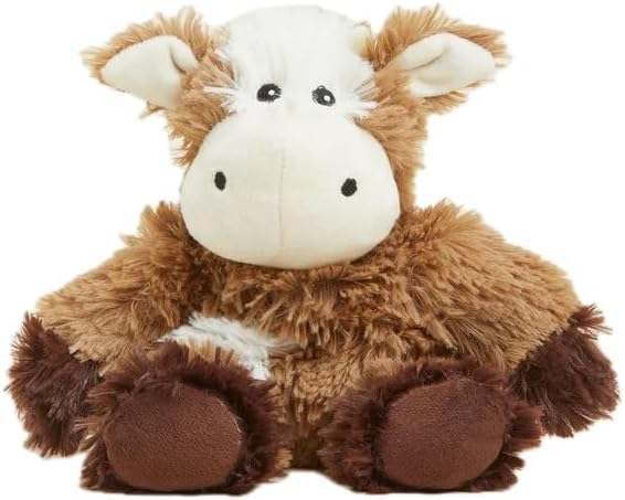warmies Junior Microwavable & Weighted Stuffed Animals, Cow - Heated Stuffed Animal Plushie for Warmth & Comfort - Cute Soft Plush Toys for Adults & Children (Boys, Girls, Babies & Toddlers)