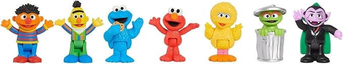 Sesame Street Neighborhood Friends, 7-piece Poseable Figurines, Kids Toys for Ages 2 Up by Just Play