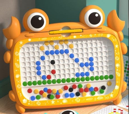 Magnetic Dots Board, Magnetic Drawing Board for Toddlers 1-3, Magnetic Drawing Board for Kids, Magnetic Dot Art with Magnetic Pen, Magnetic Tablet Toy (Orange)