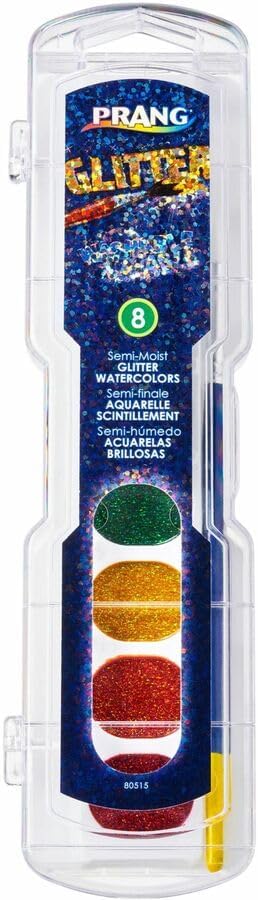 PRANG Washable Watercolor Paint Set, Assorted Glitter Colors, eight Colors (X80515)