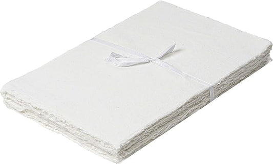 LEATHER VILLAGE Watercolor Paper - 7 X 5 inches, 50 Sheets - Mixed Media Watercolor Paper - 150 GSM Thick Deckle Edge Virgin Cotton Handmade Paper - Off White