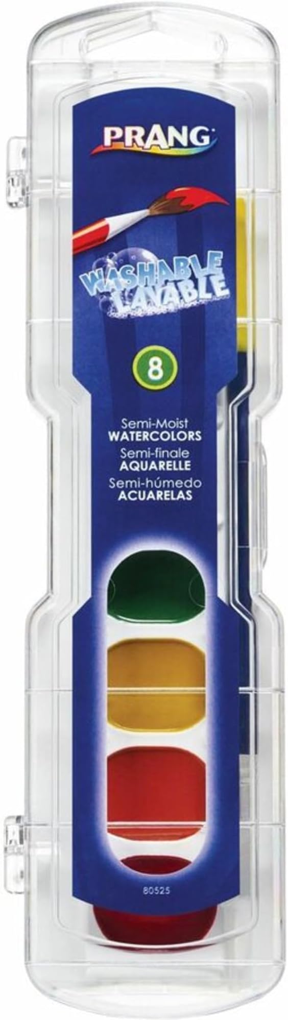 Prang® Washable Watercolors 8-Color Set With Brush, Assorted Colors