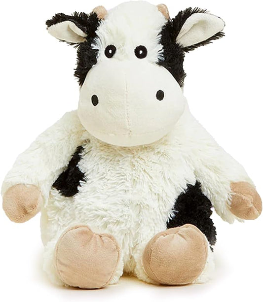 warmies Microwavable & Weighted Stuffed Animals, Black & White Cow - Heated Stuffed Animal Plushie for Warmth & Comfort - Cute Soft Plush Toys for Boys, Girls, Babies & Toddlers