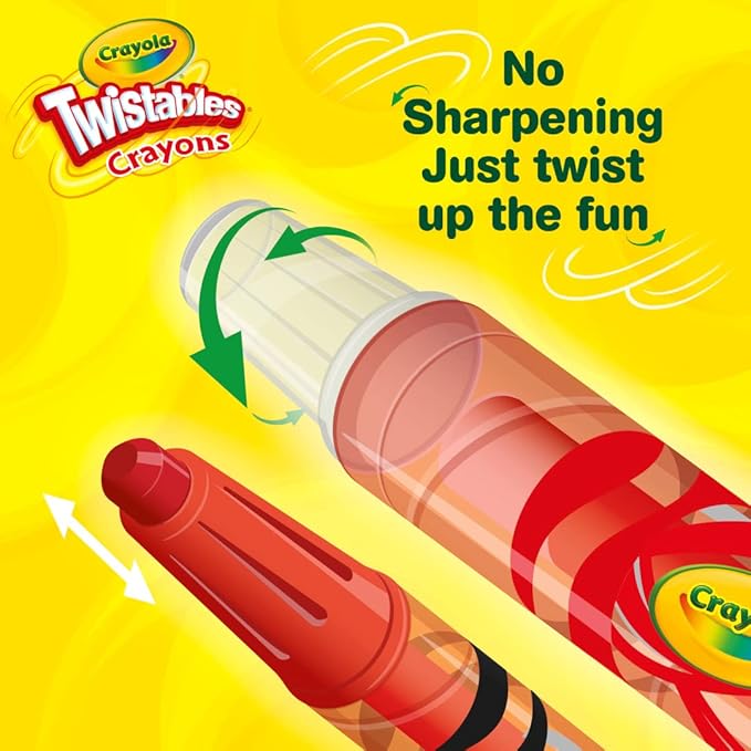 Crayola Twistables Crayons (24ct), Special Effects Crayons for Kids, No Sharpening Coloring Supplies, Less Mess, Gifts for Kids