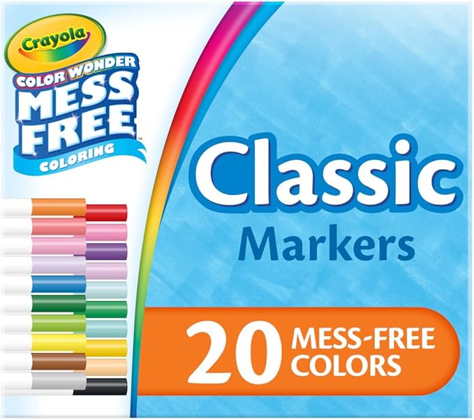 Crayola Color Wonder Marker Refill Set (20ct), Mess Free Broad Line Markers for Toddlers, Mess Free Coloring for Kids, Toddler Gifts