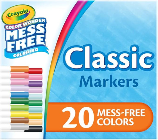 Crayola Color Wonder Marker Refill Set (20ct), Mess Free Broad Line Markers for Toddlers, Mess Free Coloring for Kids, Toddler Gifts