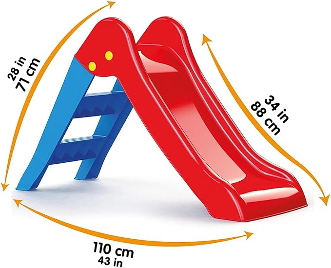 Dolu: My First Slide: Red & Blue - Indoor & Outdoor Toy, Foldable Slope, 2 Step Ladder, Durable Plastic, Playground Equipment, Toddlers & Kids Ages 2+