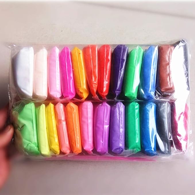 24 Colors Air Dry Clay Magical Kids Ultra Light Artist Studio Plasticine Toy Safe and Non-Toxic Modeling Clay