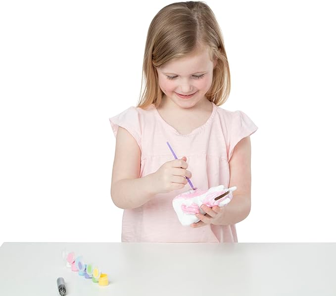Melissa & Doug Created by Me! Decorate-Your-Own Unicorn Bank Craft Kit with 6 Pots of Paint, Glitter Glue, Paintbrush