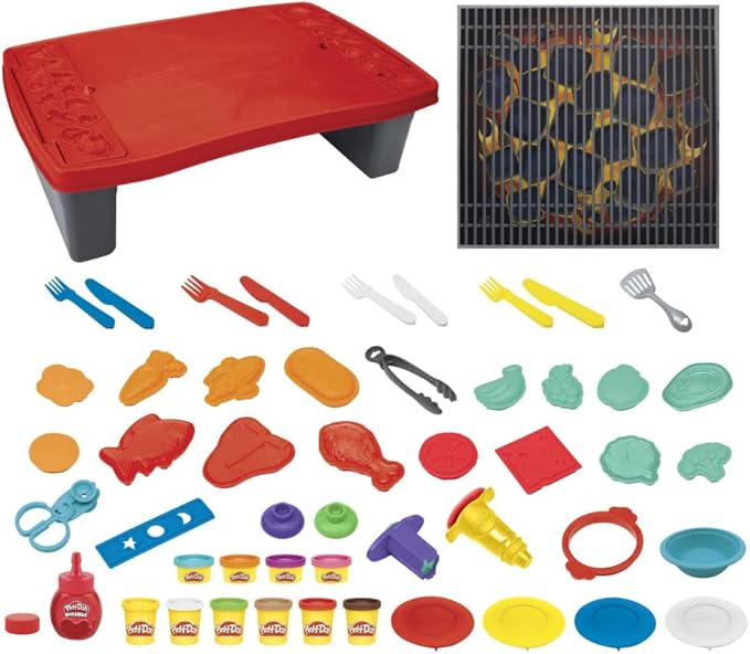 Play-Doh Kitchen Creations Big Grill Playset 40-Piece BBQ Toy for Kids 3 Years and Up with Non-Toxic Drizzle and 10 Colors (Amazon Exclusive)