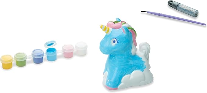 Melissa & Doug Created by Me! Decorate-Your-Own Unicorn Bank Craft Kit with 6 Pots of Paint, Glitter Glue, Paintbrush