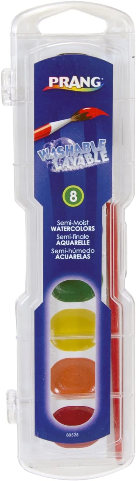Prang® Washable Watercolors 8-Color Set With Brush, Assorted Colors