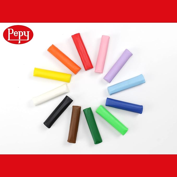 Pepy Plastilina Reusable and Non-Drying Modeling Clay; Set of 24; 2 Each of 12 Colors, 0.8 Ounces Each, Perfect for Arts and Crafts Projects