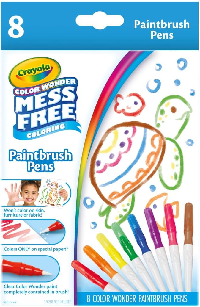 Crayola Color Wonder Paintbrush Pens, Mess Free Paint Set for Kids, 8ct Refill, 3+