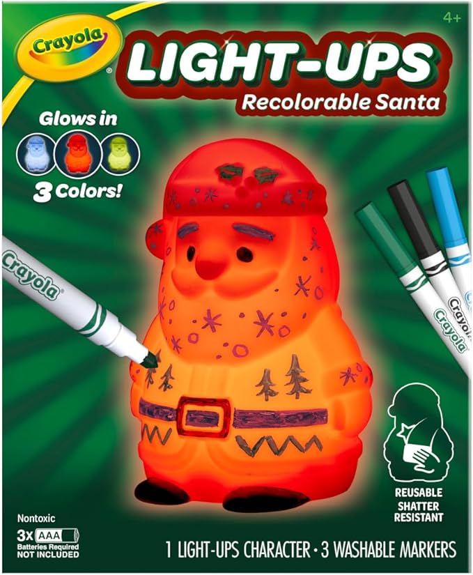 Crayola Light-Ups - Santa, Light Up Santa Toy, Reusable Holiday Craft, Glow in The Dark, Indoor Holiday Decoration Craft, Gift for Kids