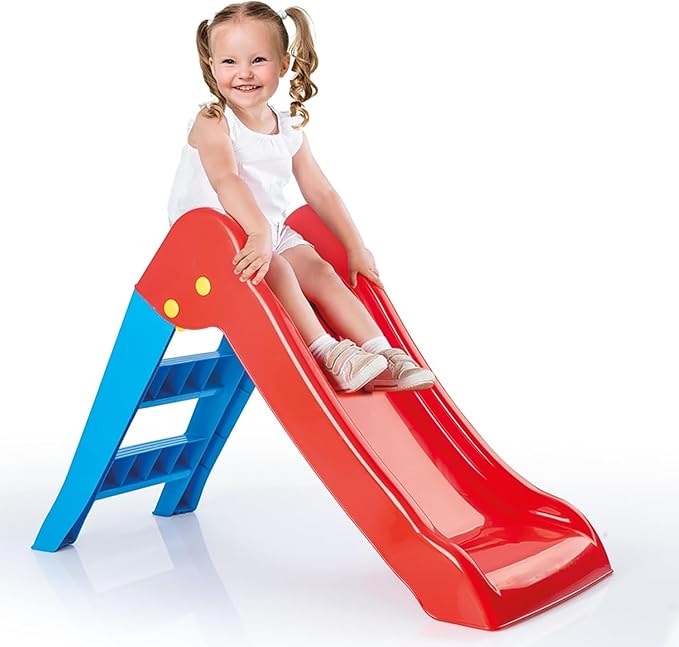 Dolu: My First Slide: Red & Blue - Indoor & Outdoor Toy, Foldable Slope, 2 Step Ladder, Durable Plastic, Playground Equipment, Toddlers & Kids Ages 2+