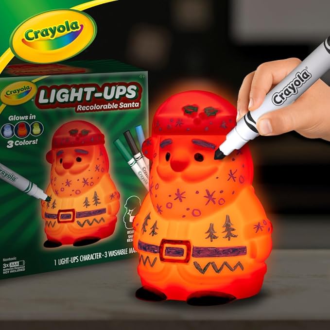 Crayola Light-Ups - Santa, Light Up Santa Toy, Reusable Holiday Craft, Glow in The Dark, Indoor Holiday Decoration Craft, Gift for Kids