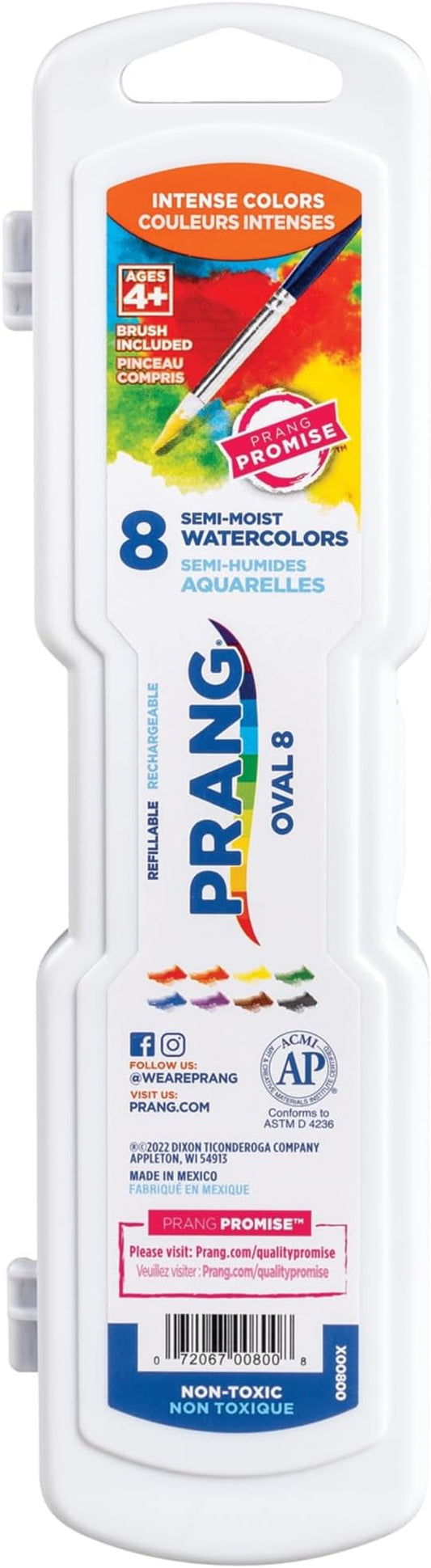 Prang Oval Pan Watercolor Paint Set, 8 Assorted Colors, 1 Count